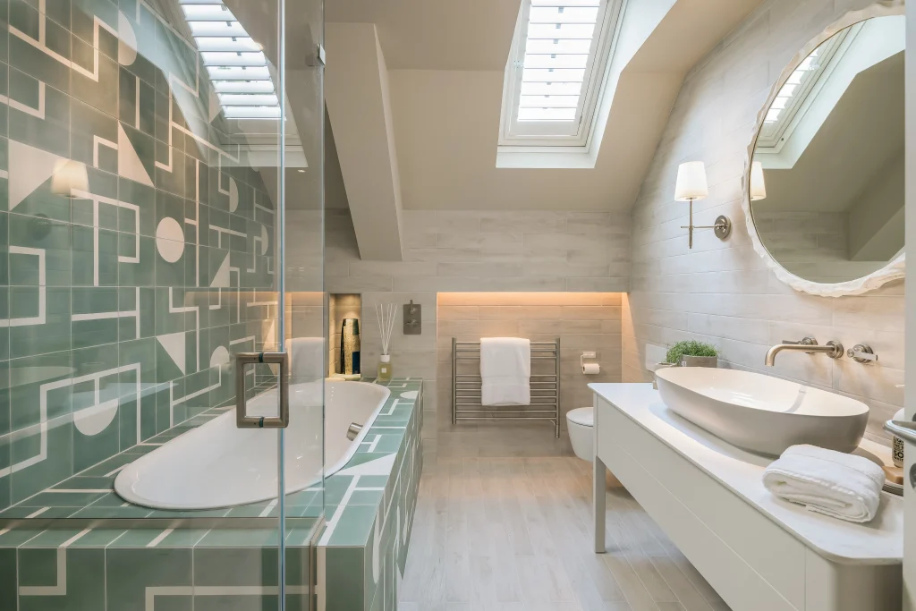 interior-bathroom-design-bright-green-airy-custom-bath-tiling